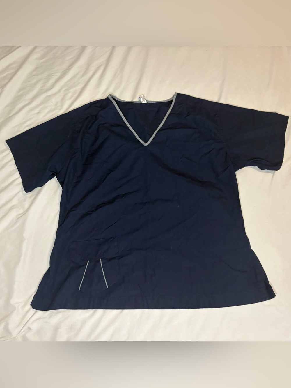 Smart Scrubs Navy V-Neck Women's Scrub Top with Contrast Trim